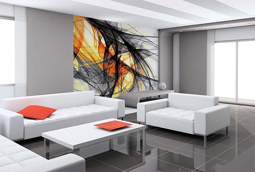 abstraktná tapeta v interiéri