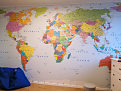 fototapeta vinylová mapa sveta na stene v detskej izbe ( 452x255cm )