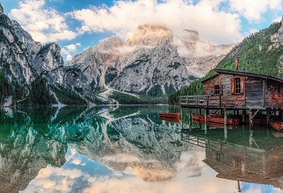 Fototapeta Domček na jazere v Alpách 1231