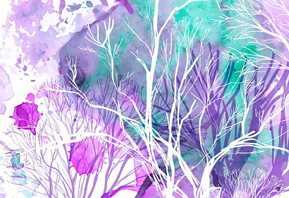 Fototapeta Watercolour Abstraktné fialové stromy ft-63335589